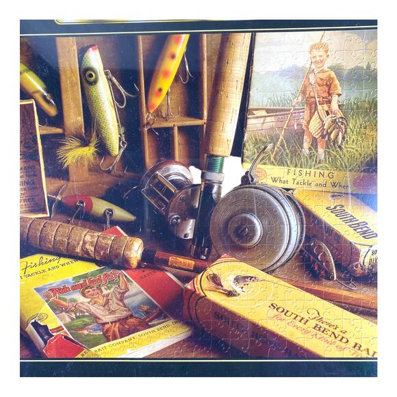 Antique Fishing Series Jigsaw Puzzle 500 pcs 20" x 13" Cedar Key South Bend NEW! - Picture 2 of 3